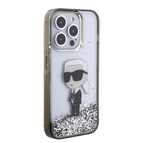 Karl Lagerfeld KLHCP15LLKKNSK Transparent Hardcase Liquid Glitter Ikonik Kryt iPhone 15 Pro