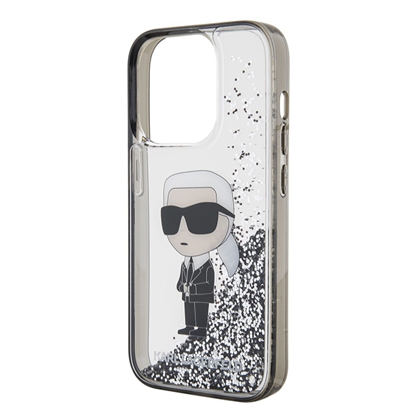 Karl Lagerfeld KLHCP15LLKKNSK Transparent Hardcase Liquid Glitter Ikonik Kryt iPhone 15 Pro