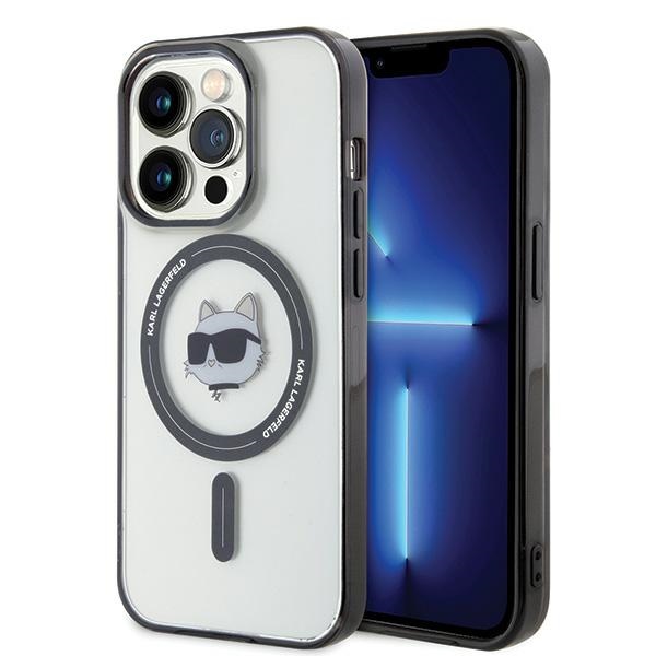 Karl Lagerfeld KLHMP15LHCHNOTK Transparent Hardcase IML Choupette`s Head MagSafe Kryt iPhone 15 Pro