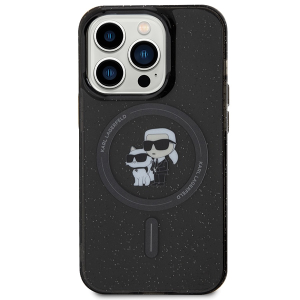 Karl Lagerfeld KLHMP15LHGKCNOK Black Hardcase Karl&Choupette Glitter MagSafe Kryt iPhone 15 Pro