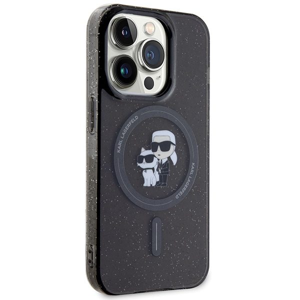 Karl Lagerfeld KLHMP15LHGKCNOK Black Hardcase Karl&Choupette Glitter MagSafe Kryt iPhone 15 Pro