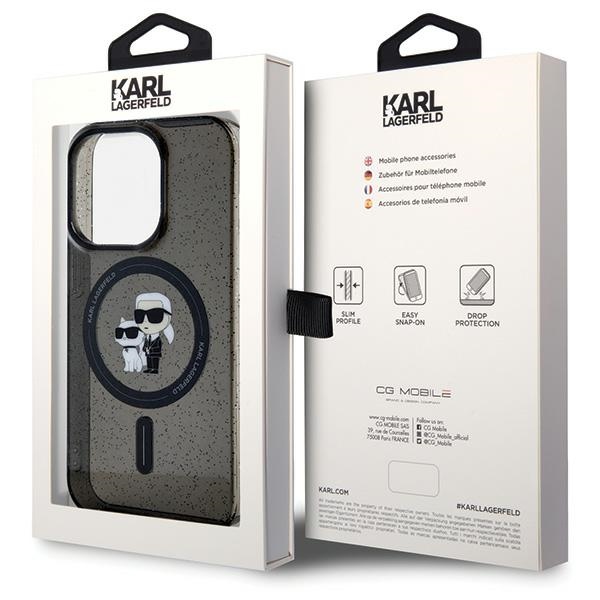 Karl Lagerfeld KLHMP15LHGKCNOK Black Hardcase Karl&Choupette Glitter MagSafe Kryt iPhone 15 Pro