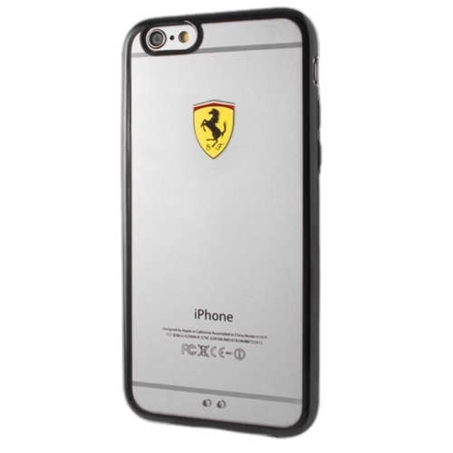 Ferrari Hardcase FEHCP6LBK Plus Racing Shield Transparent Black Kryt iPhone 6S/6