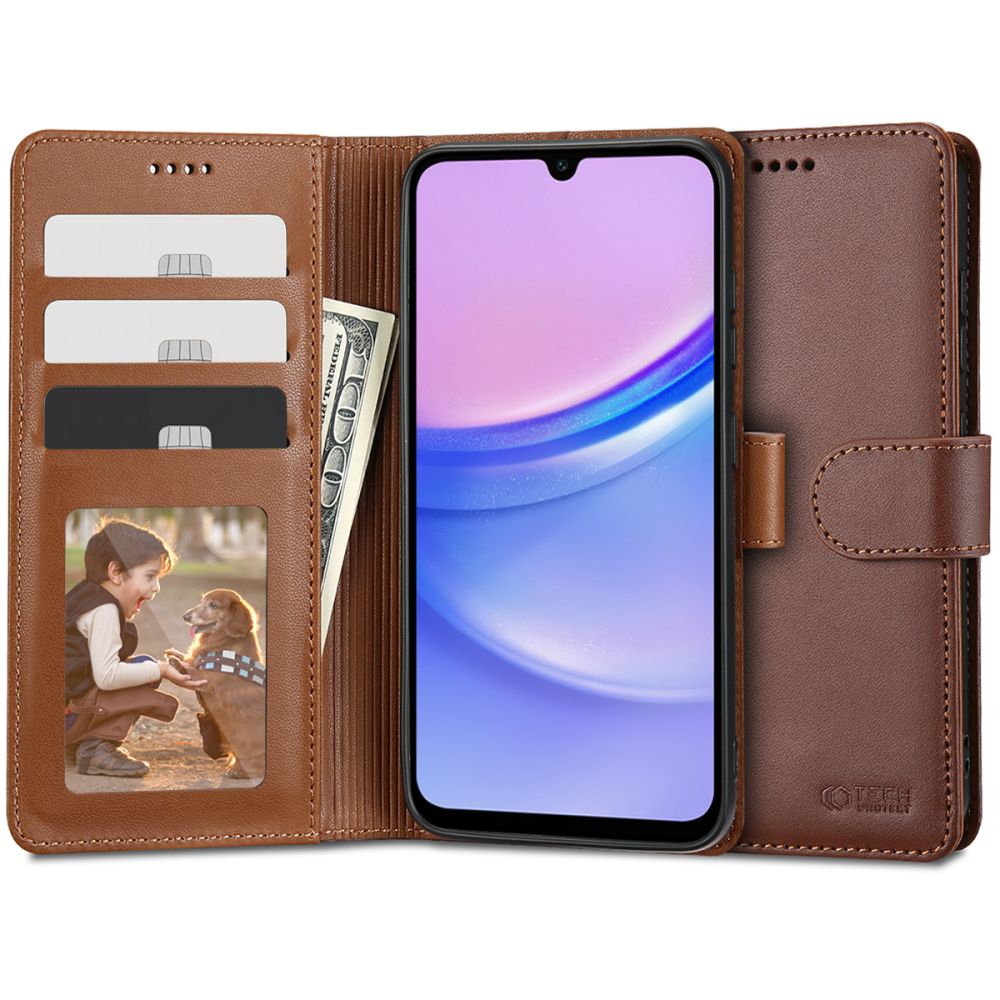 Tech-Protect Wallet Brown Kryt Samsung Galaxy A15